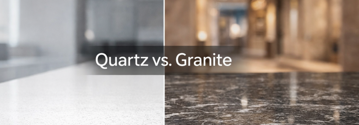 quartz vs granite commercial construction comparison USA