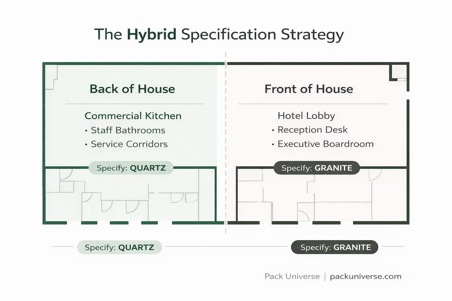 hybrid quartz granite specification strategy commercial building