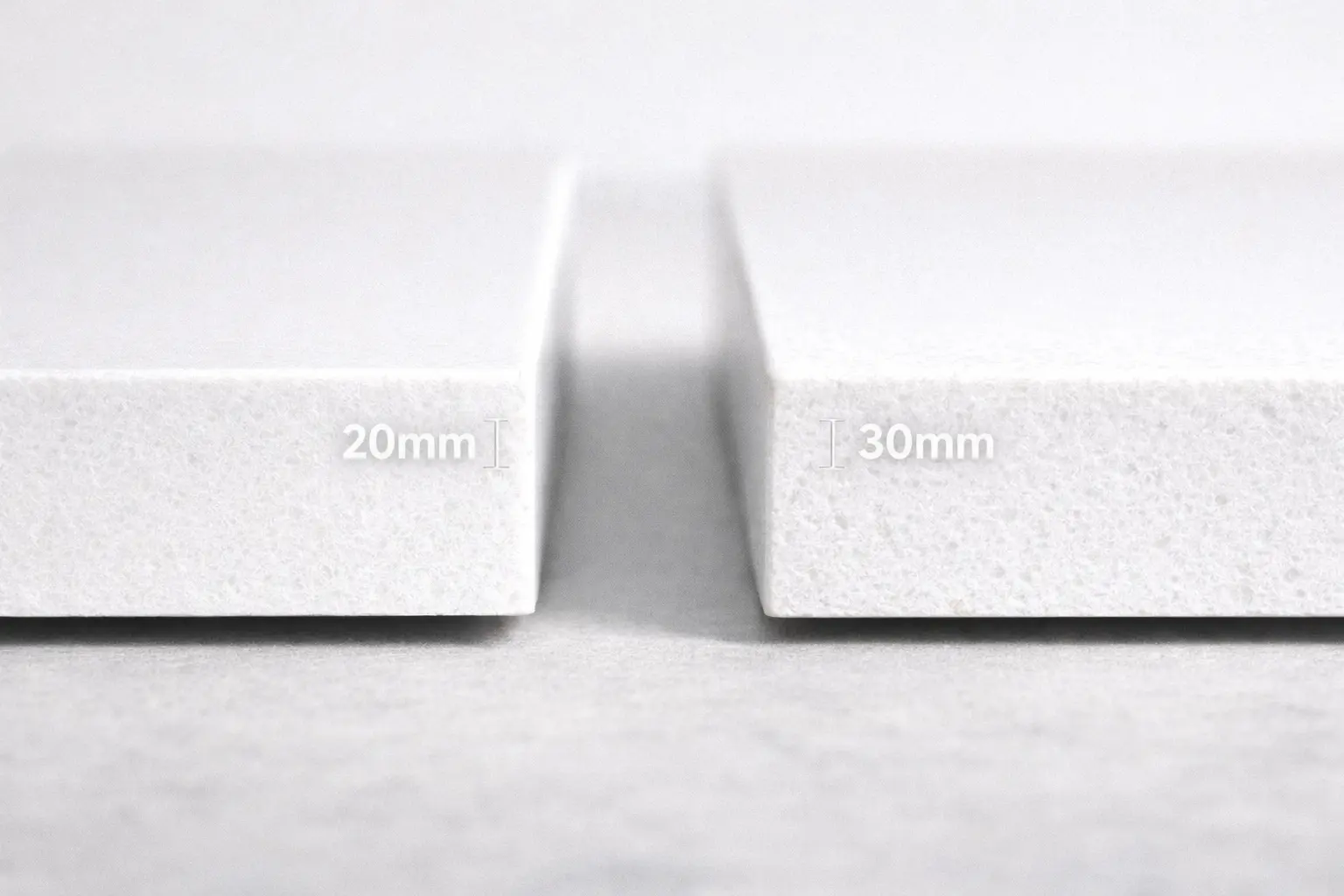 2cm vs 3cm quartz slab edge thickness comparison detail wholesale