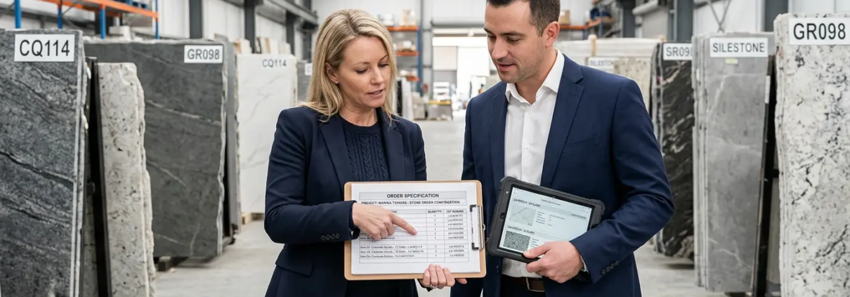 contractor supplier confirming wholesale stone order details professional checklist