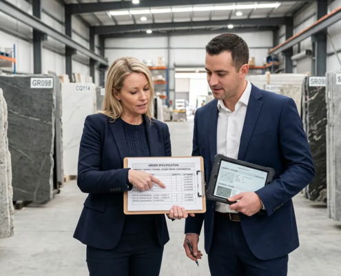 contractor supplier confirming wholesale stone order details professional checklist