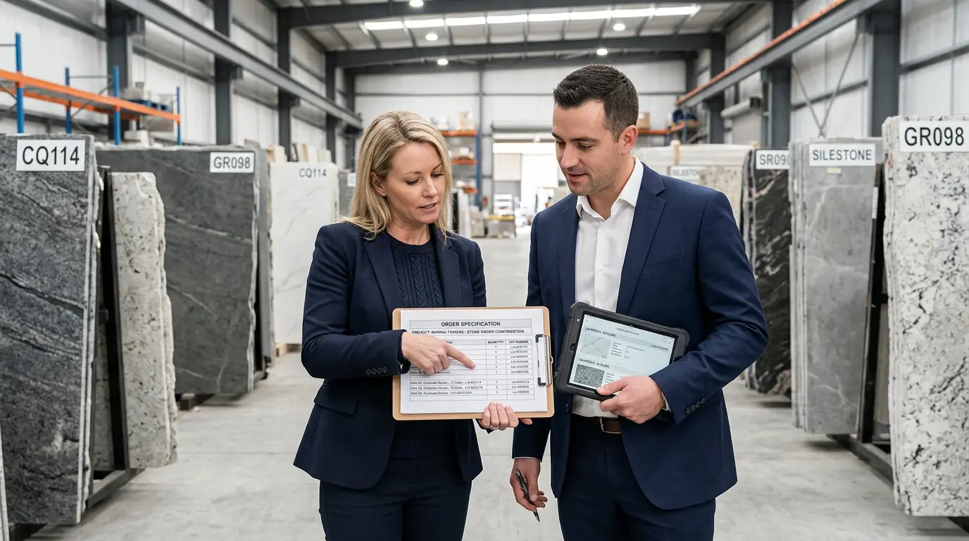 contractor supplier confirming wholesale stone order details professional checklist