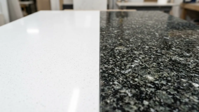 quartz granite commercial countertop comparison surface texture contractor 2026