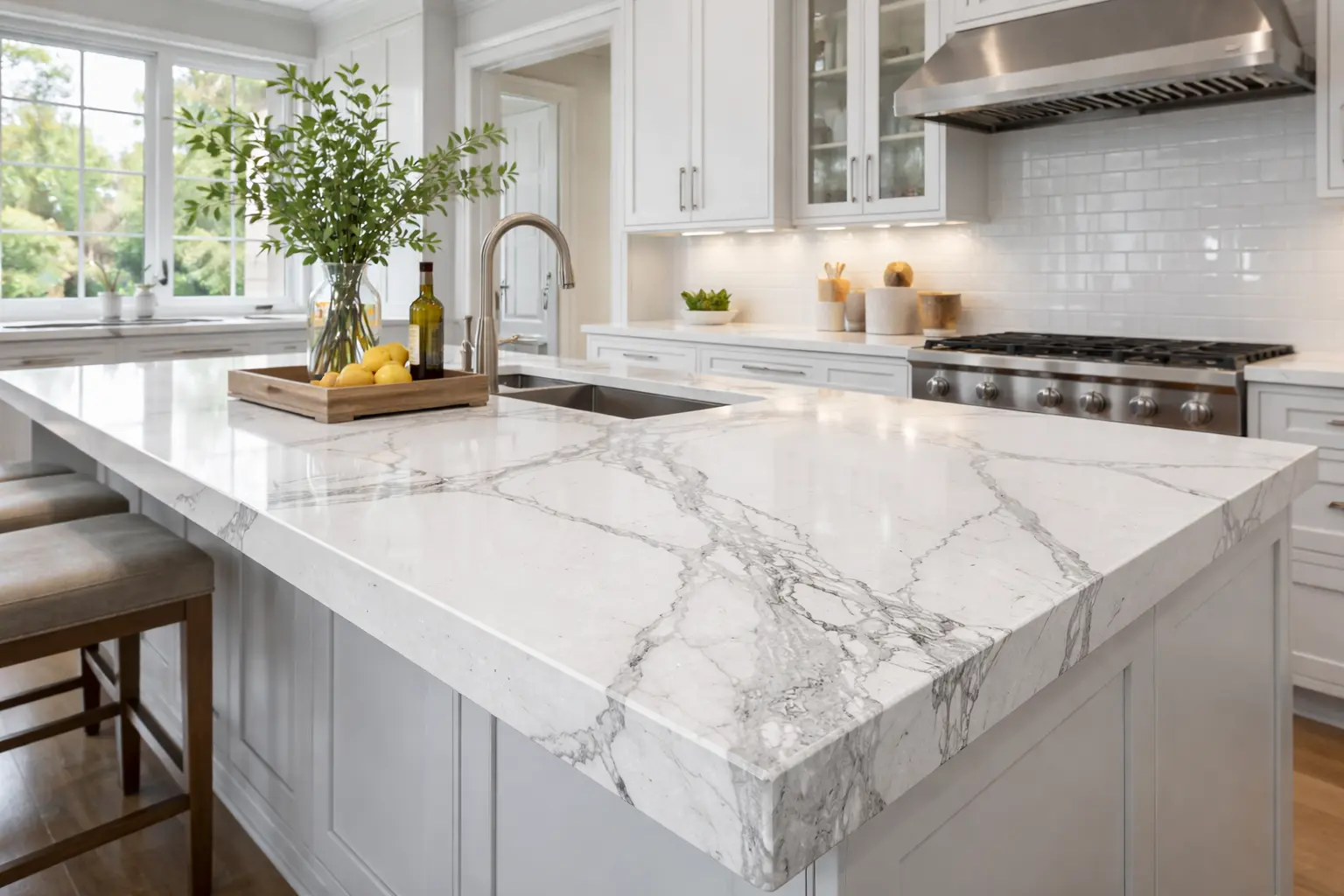 quartz slab colour grade residential kitchen interior wholesale contractor Pack Universe Supply