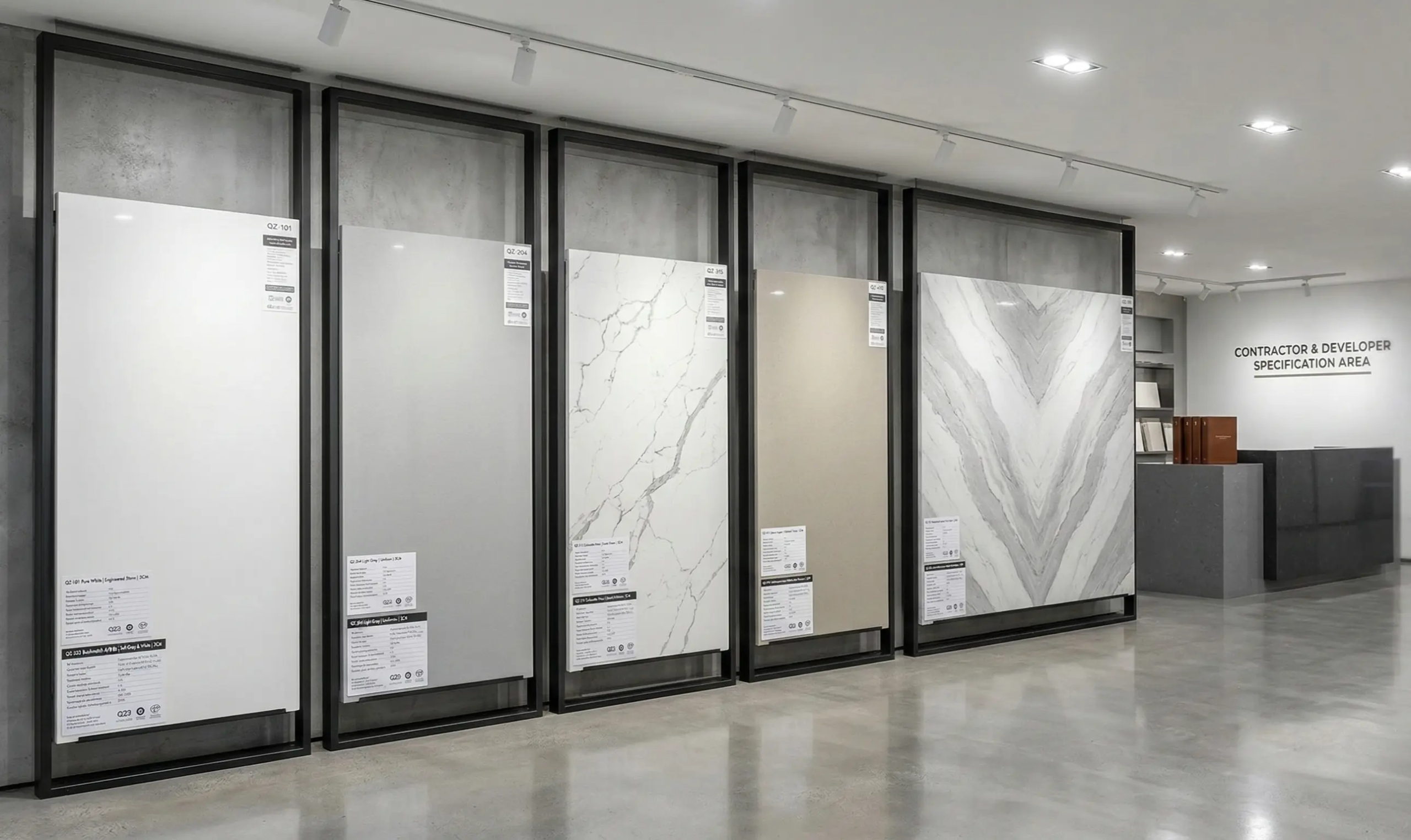 quartz slab colour range wholesale contractor trade showroom Pack Universe Supply