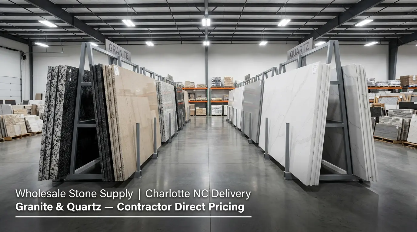 where Charlotte NC contractors buy granite quartz bulk wholesale Pack Universe Supply