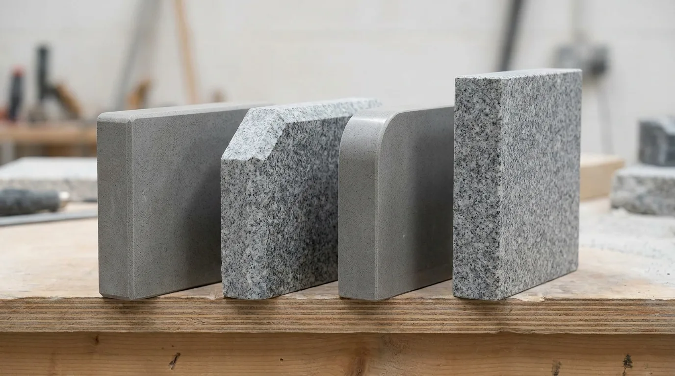 countertop edge profiles eased bevelled bullnose waterfall mitre comparison contractor 2026