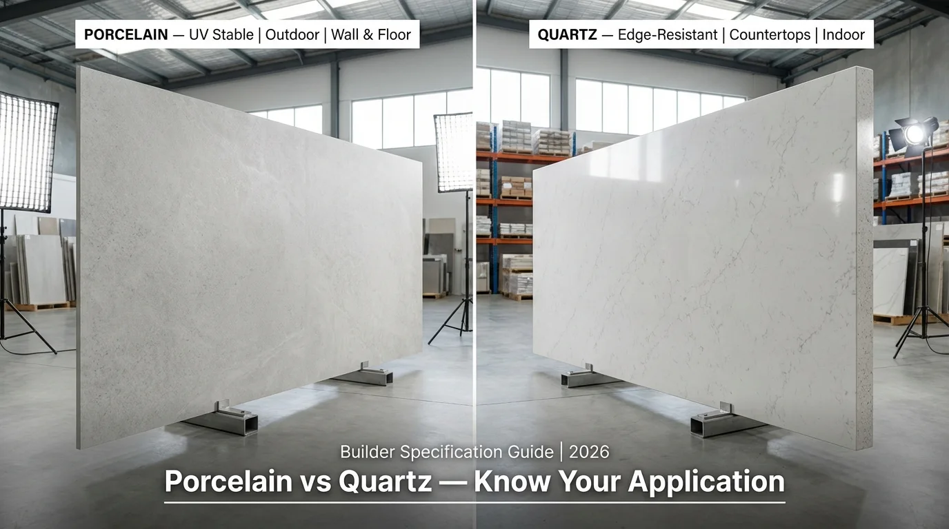 porcelain slabs vs quartz countertops builders choose 2026 wholesale contractor