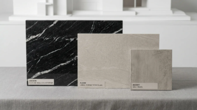 coordinated stone palette open-concept commercial interior contractor specification 2026