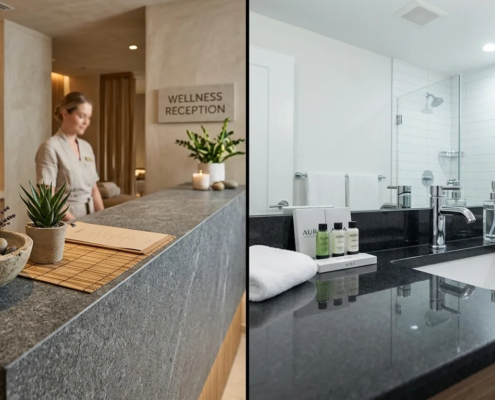 honed granite spa wellness polished granite hotel bathroom specification contractor 2026