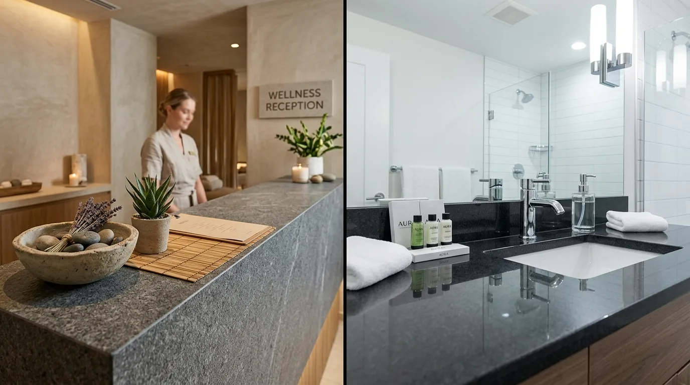 honed granite spa wellness polished granite hotel bathroom specification contractor 2026