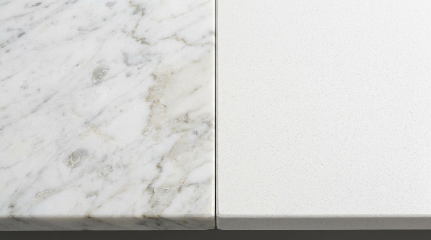 marble quartz bathroom vanity top comparison contractor specification 2026