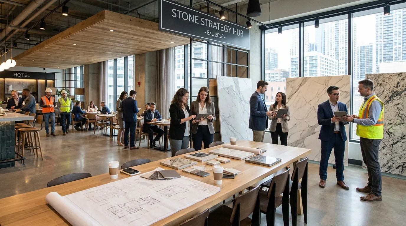 open-concept commercial stone selection strategy hotel lobby restaurant contractor 2026