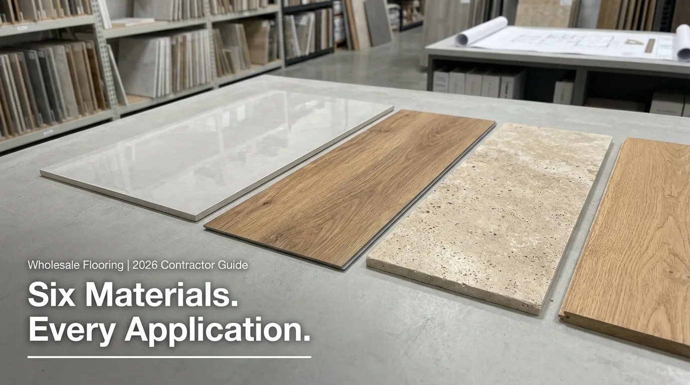 wholesale flooring materials contractors complete guide 2026 porcelain LVT stone