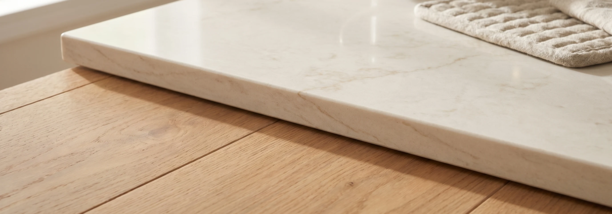 engineered hardwood stone countertop matching open plan kitchen development 2026