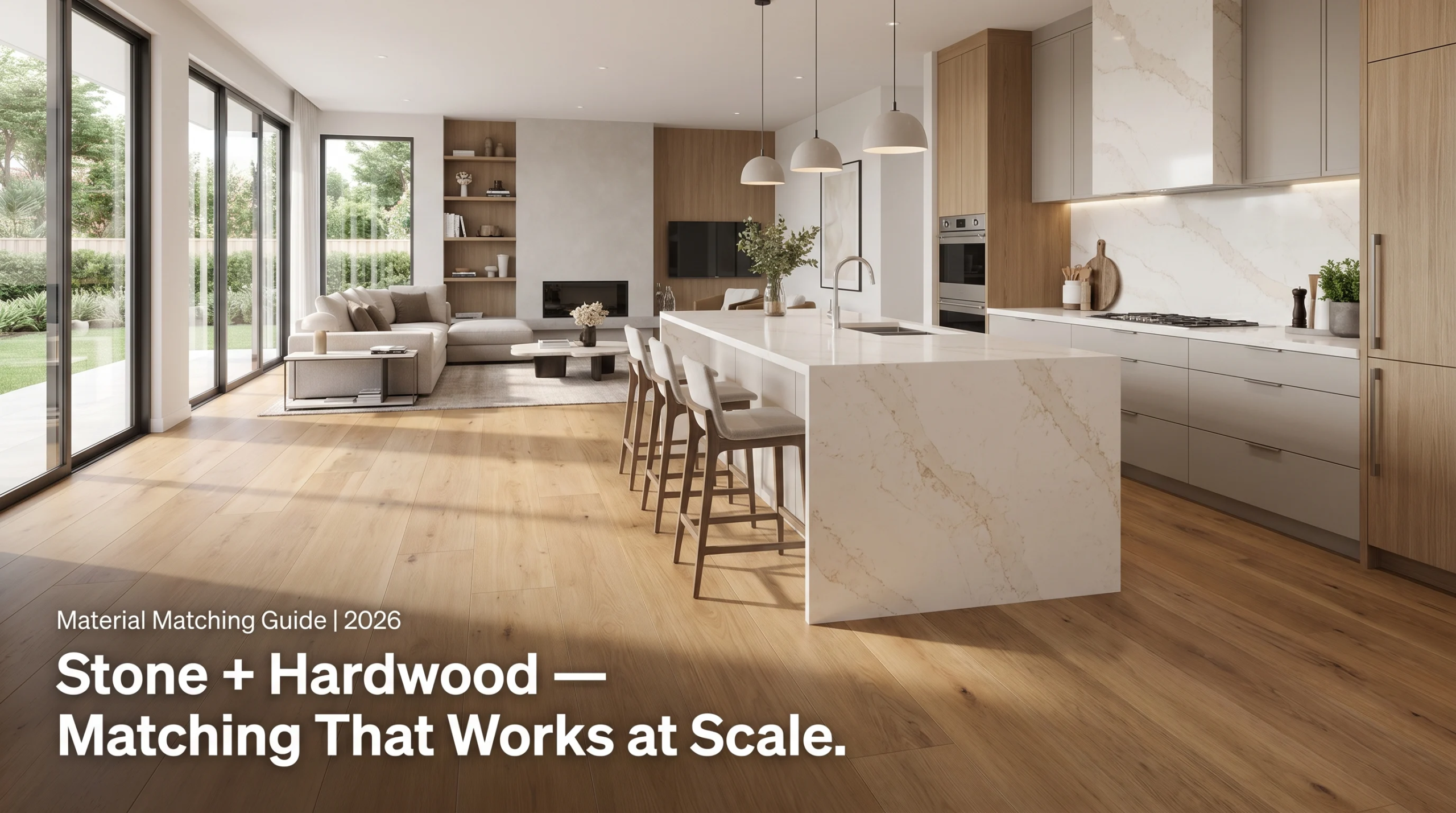how to match engineered hardwood stone countertops large developments 2026 contractor