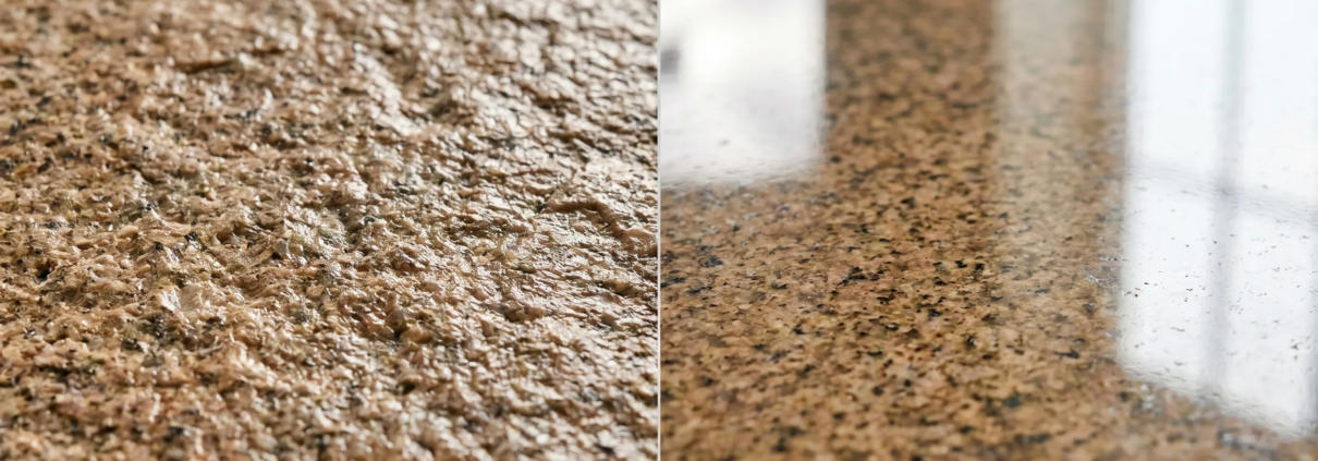 leathered granite surface texture close-up vs polished finish comparison contractor 2026