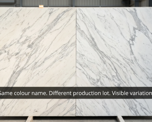 stone slab lot variation tonal difference multi-unit project 2026 contractor